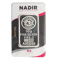شمش نقره ندیر ترکیه Nadir وزن 50 گرمی عیار 999.0