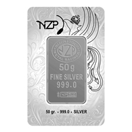 شمش نقره ان زد پی NZP وزن 50 گرمی عیار 999.0